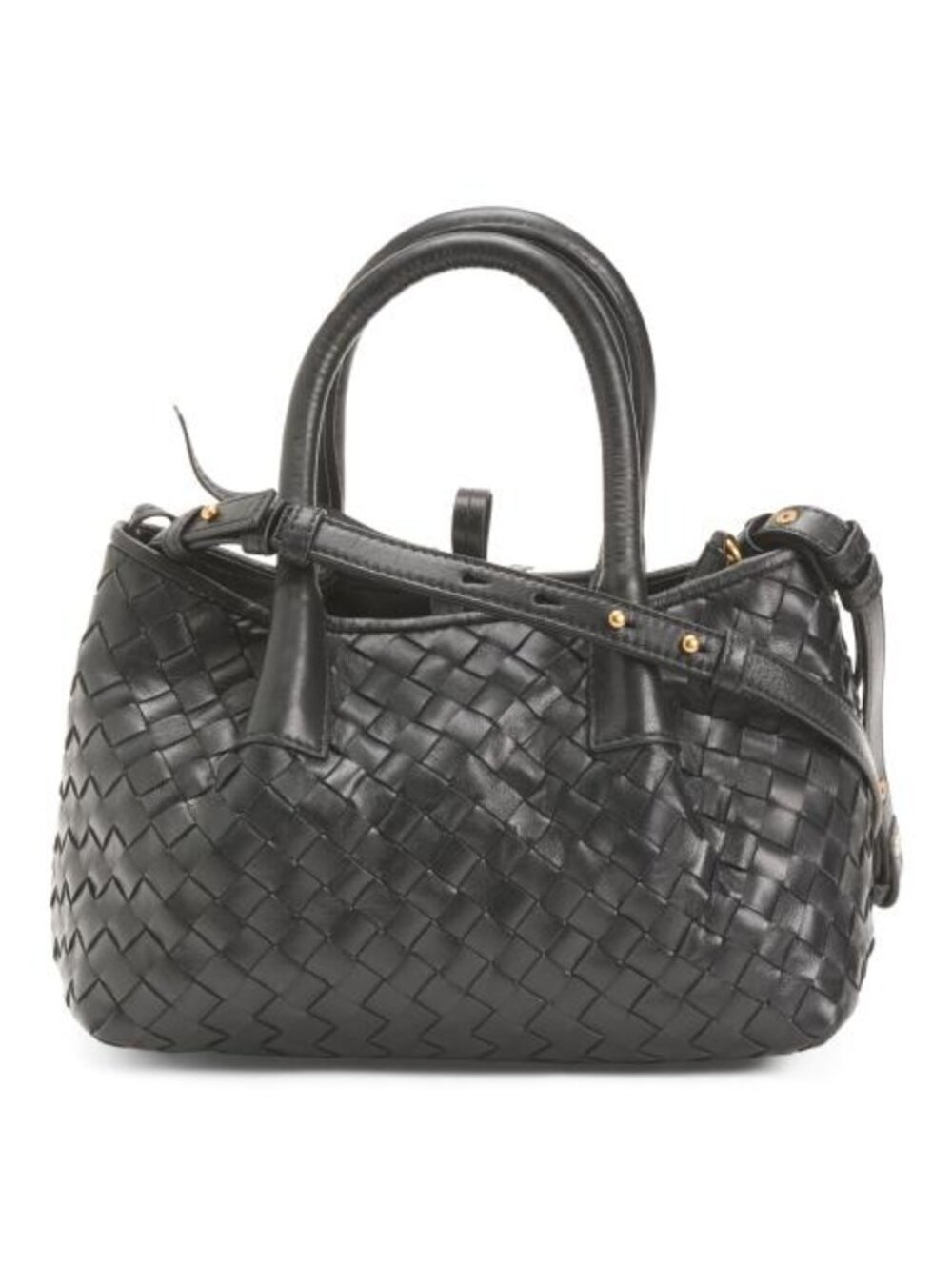 WALTER BAKER Leather Alina Hand Woven Mini Tote With Top Handle And Strap